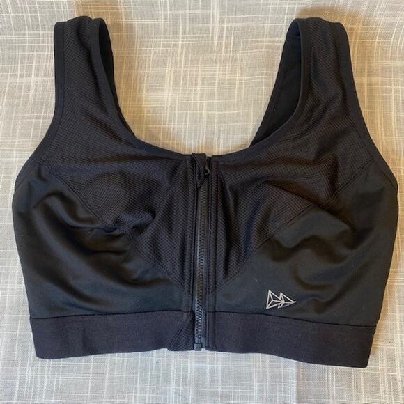 Yvette Womens Front Zip Black Sports Bra Size 34DDD Great Condition - Picture 1 of 5